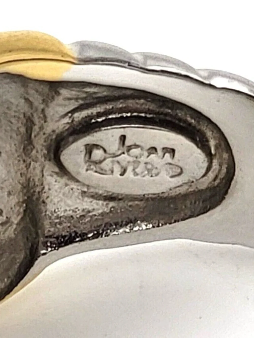 Vintage Joan Rivers ring Gold & Silver Tones Faux Blue Topaz Twisted Design